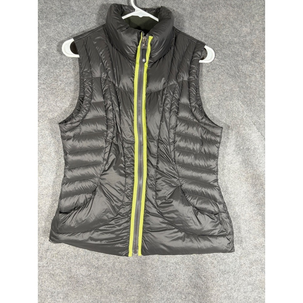 Halifax Traders‎ Mens Down Puffer Vest Grey Neon Yellow Quilted Full Zip Medium